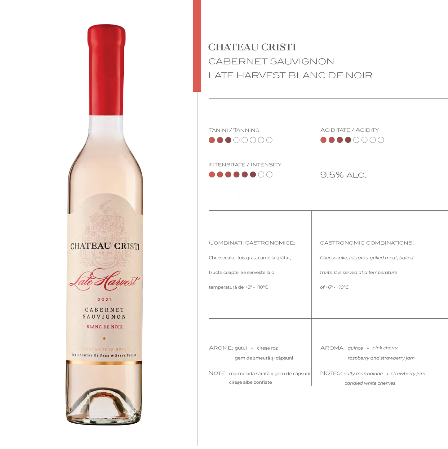 Fisa tehnica Chateau Cristi Late Harvest Cabernet Sauvignon vin dulce Moldova