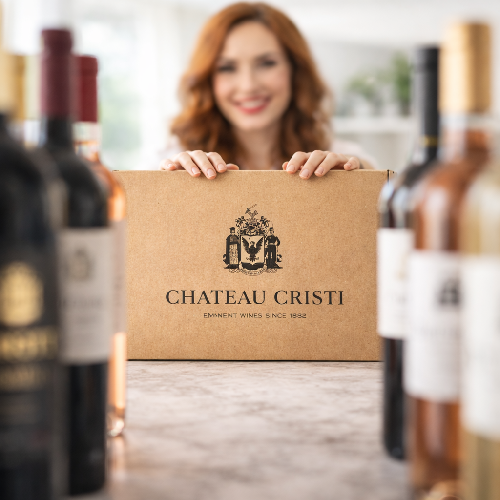 Cutie vin personalizabila PovesteDeVin cu selectie de vinuri premium Chateau Cristi din Moldova