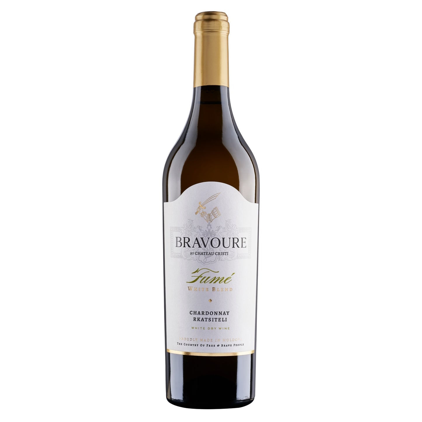Bravoure Fumé Chardonnay Rkatsiteli vin alb sec Moldova Chateau Cristi cutie 6 sticle